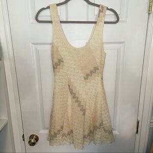 Free People Cream Printed Sleeveless Mini Dress XS